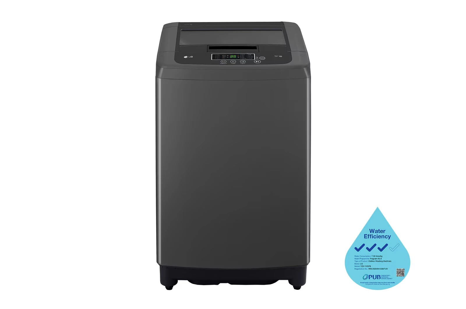 11KG Smart Inverter Top Load Washing Machine in Middle Black T2311VSPB