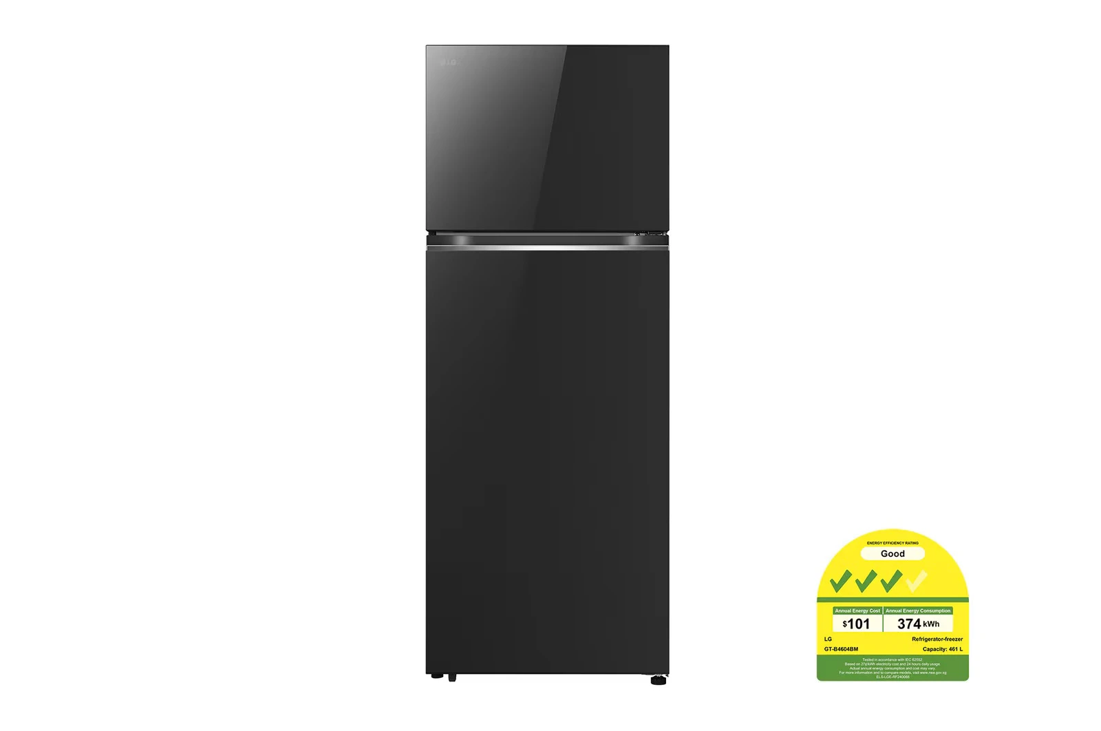 461L Top Freezer Refrigerator in Black Glass