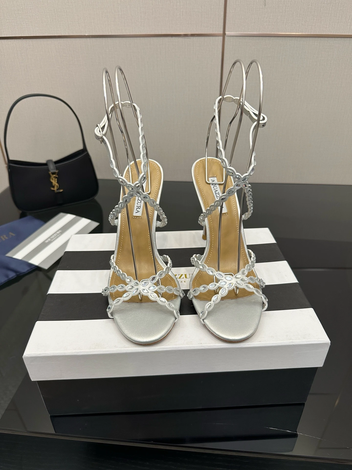 AQUAZZURA Big Pineapple Rhinestone High-Heeled Sandals are incredibly stylish