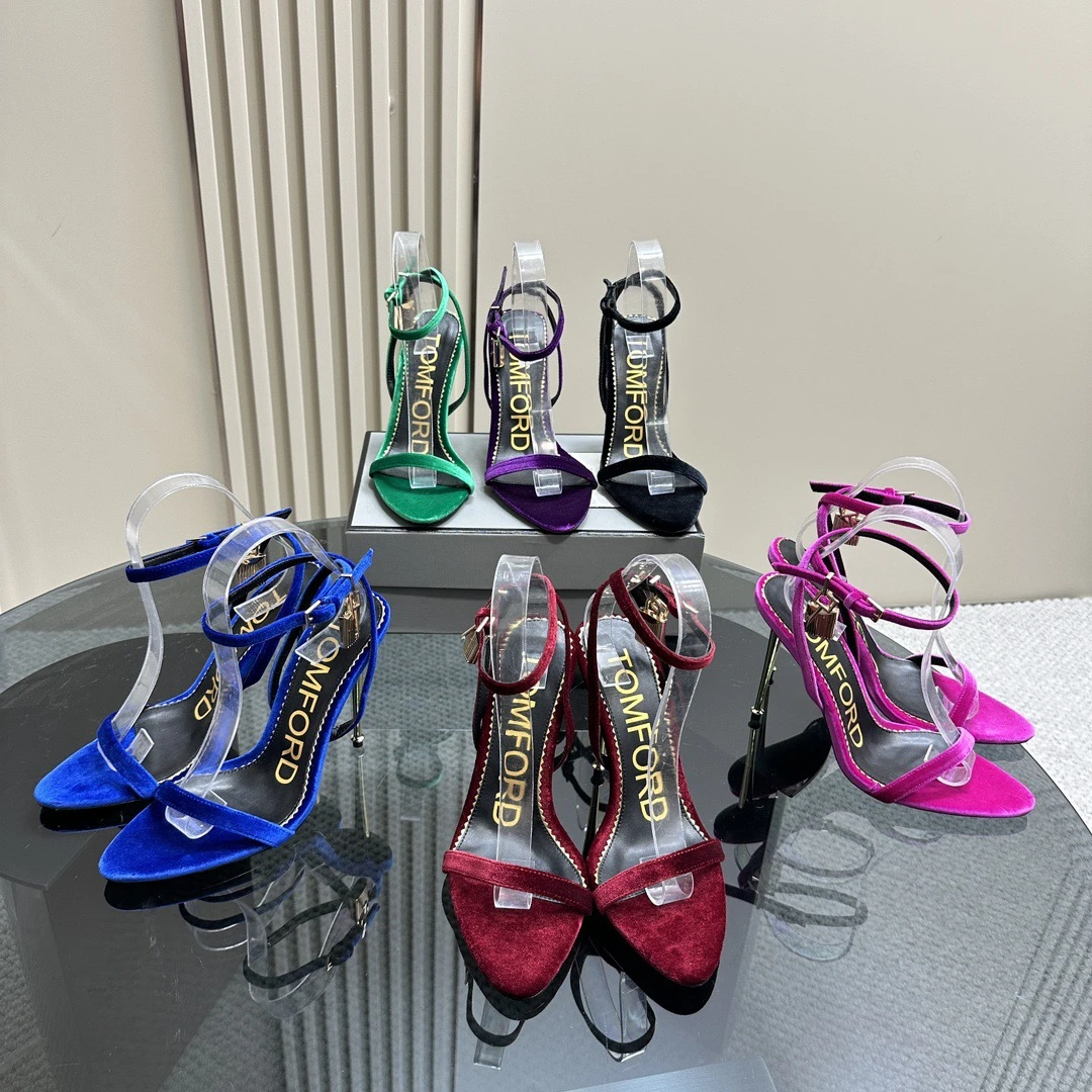 Tom Ford Velvet Ankle-Strap Stiletto Sandals