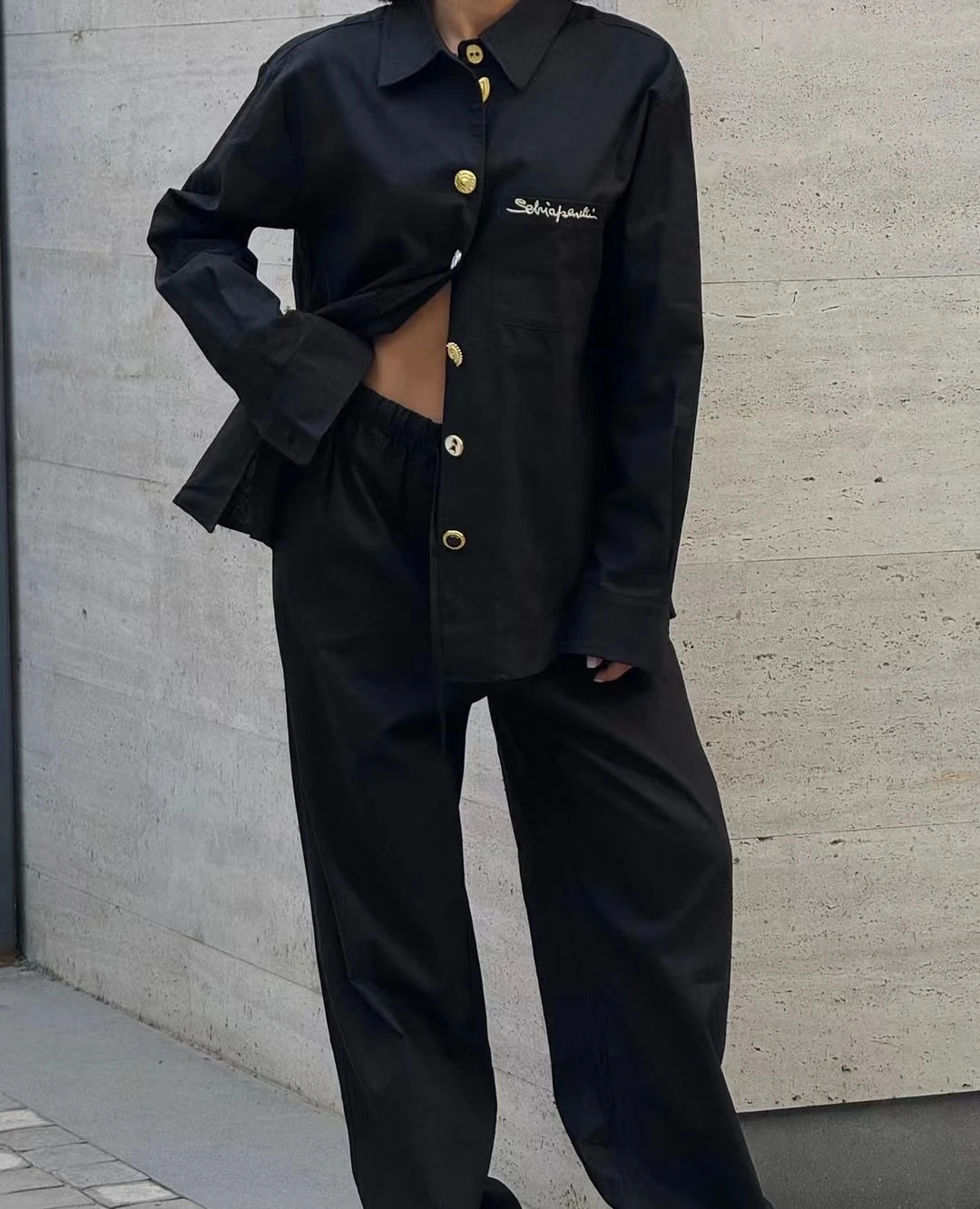 Sophia Brown and Black Two-Piece Set