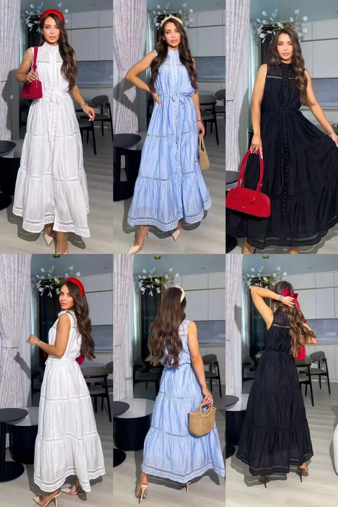 Lace Cut-Out White Maxi Dress