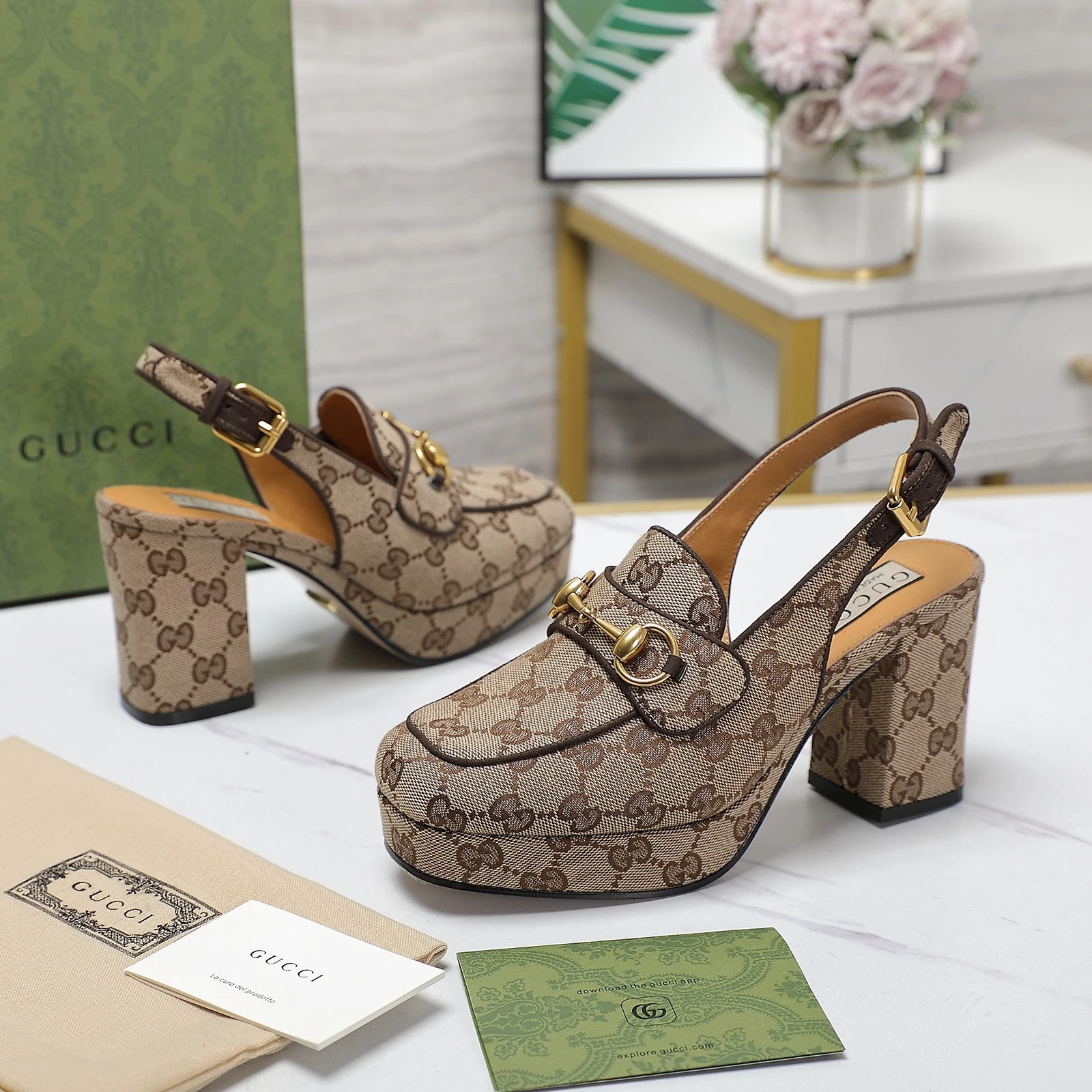 GUCCI Spring 2024 new women's horsebit mid-heeled sandals