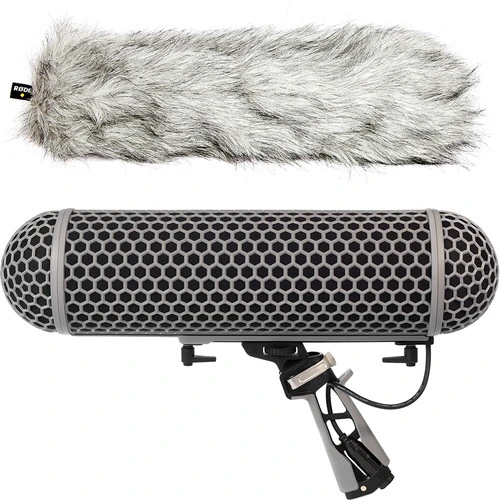 RODE Blimp Windshield and Rycote Shock Mount Suspension System for Shotgun Micro